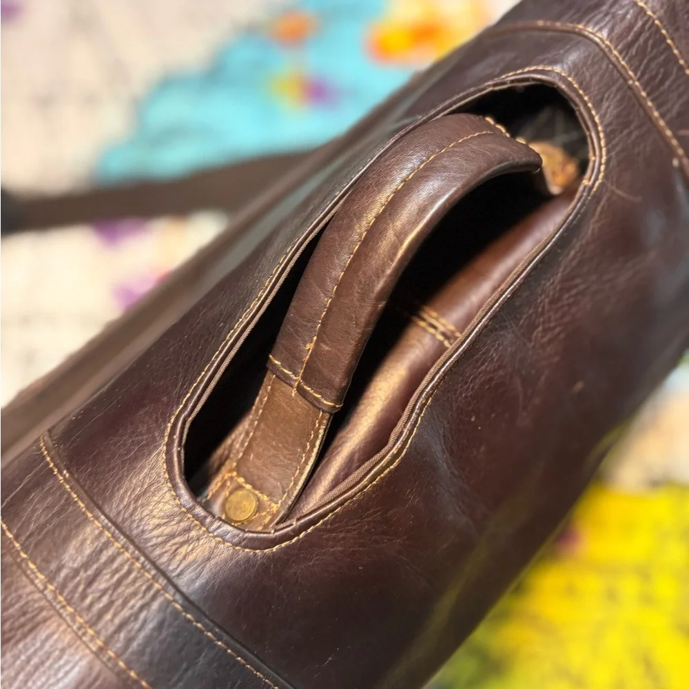 Samsonite Colombian Leather Flapover Laptop Case travel brown classic